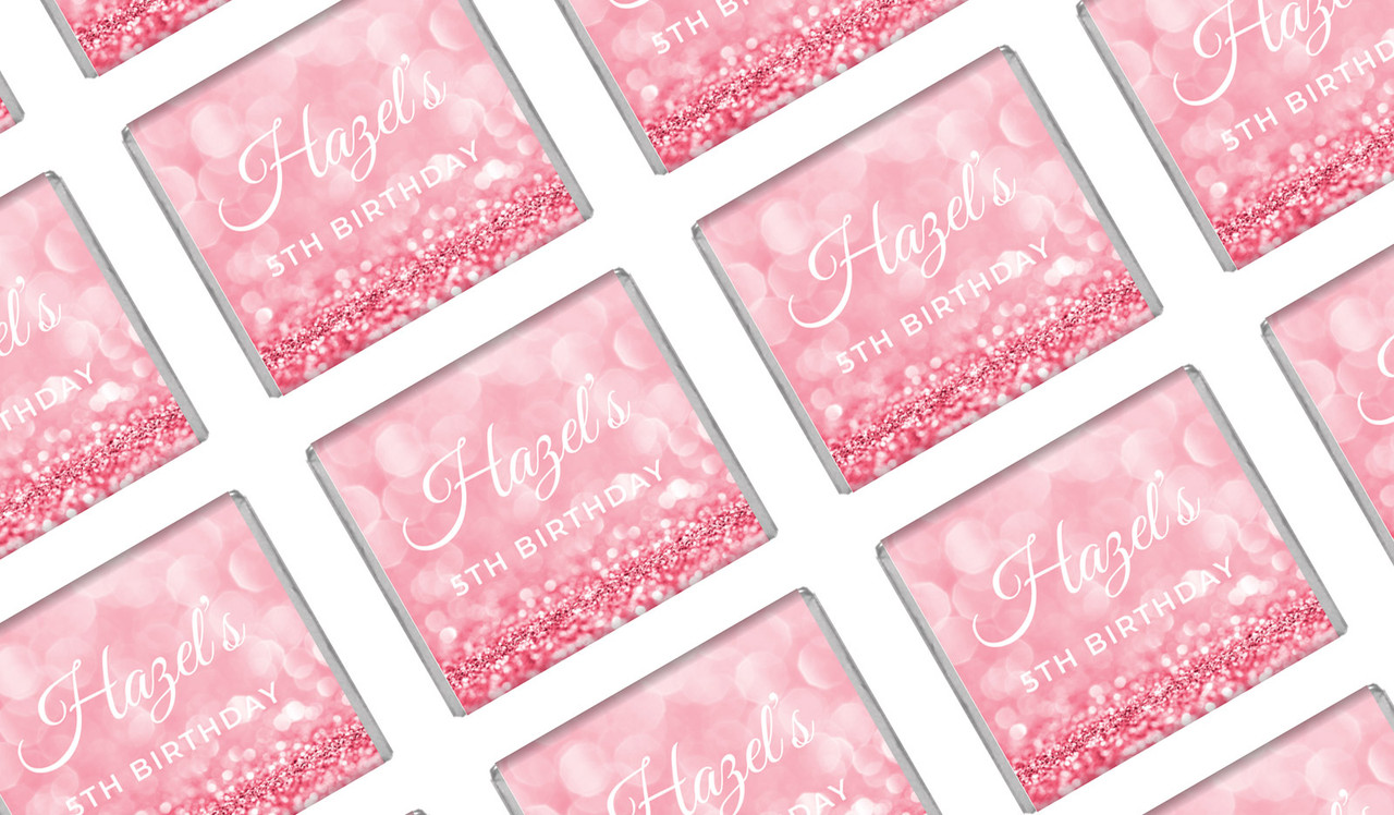 Pink Glitter Birthday Personalised Mini Chocolates