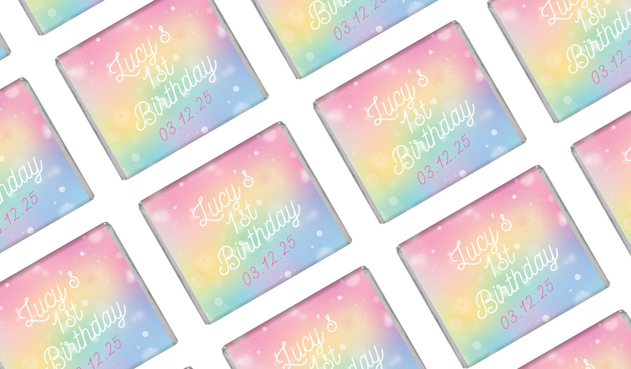 Rainbow Sparkle Birthday Personalised Mini Chocolates