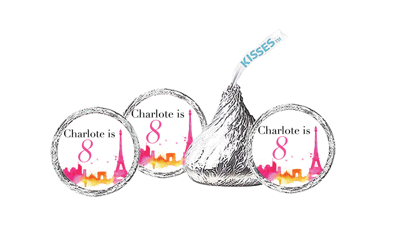 Paris Watercolour Birthday Personalised Hershey's Kisses