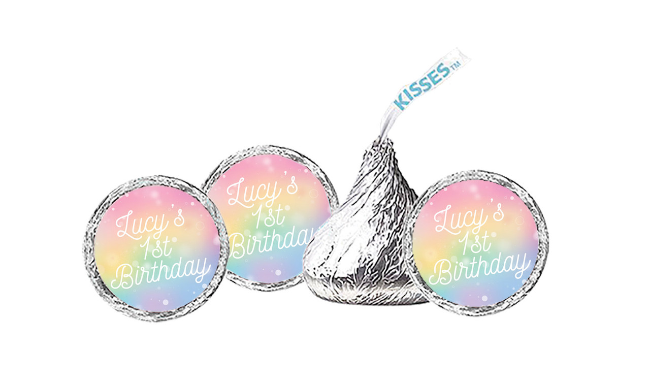 Rainbow Sparkle Birthday Personalised Hershey's Kisses
