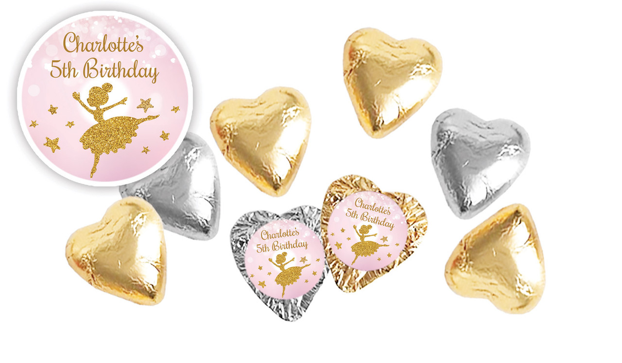 Golden Ballerina Birthday Personalised Foil Chocolate Hearts