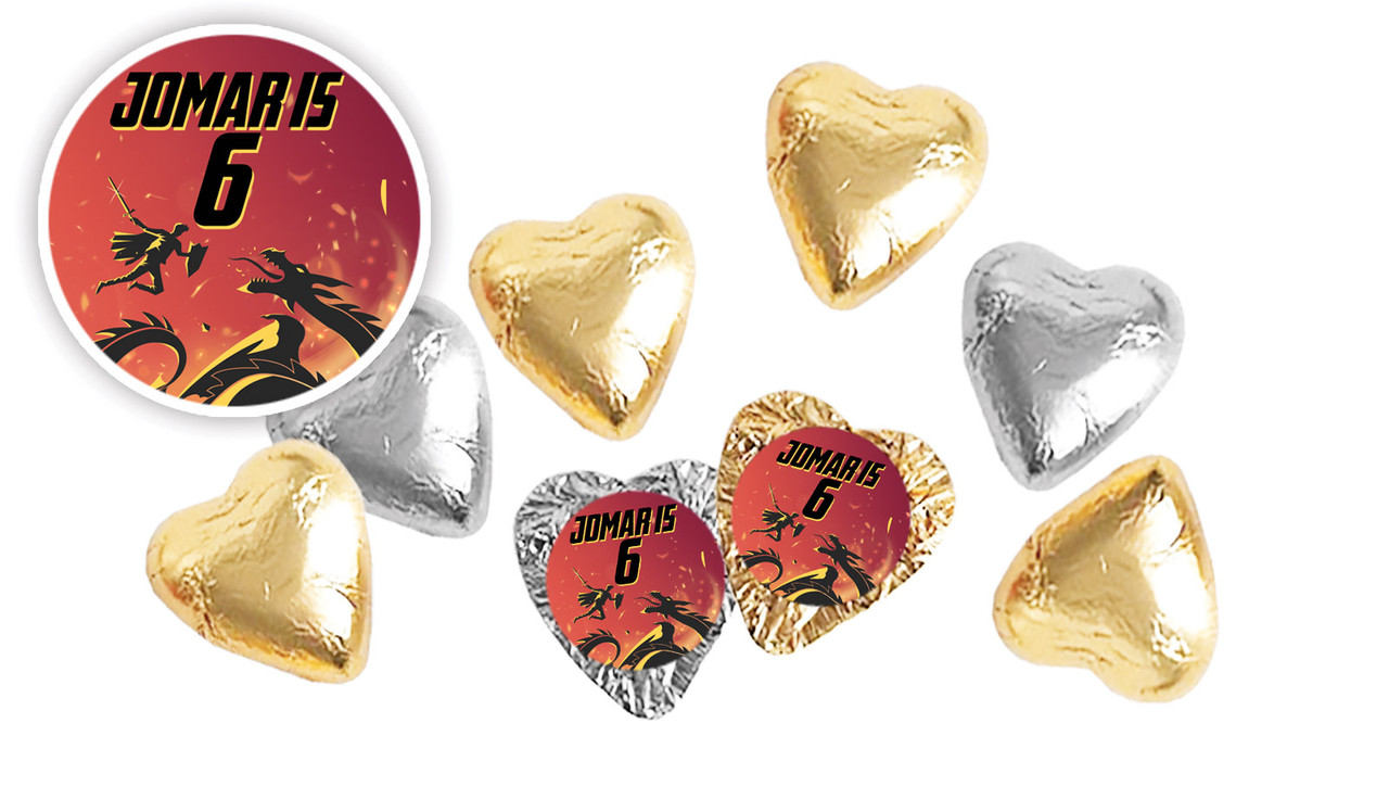 Dragon Birthday Personalised Foil Chocolate Hearts