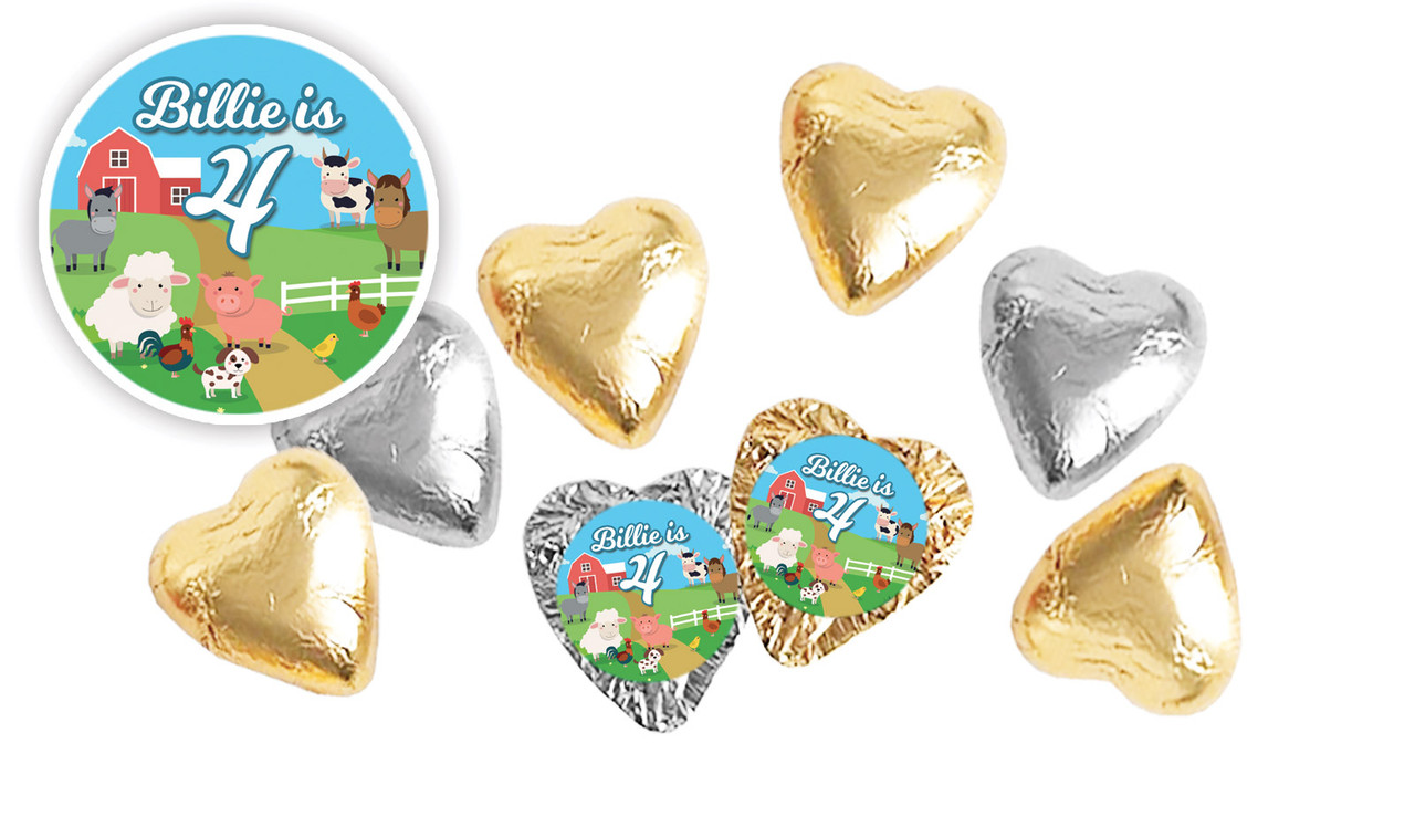 Down The Farm Birthday Personalised Foil Chocolate Hearts