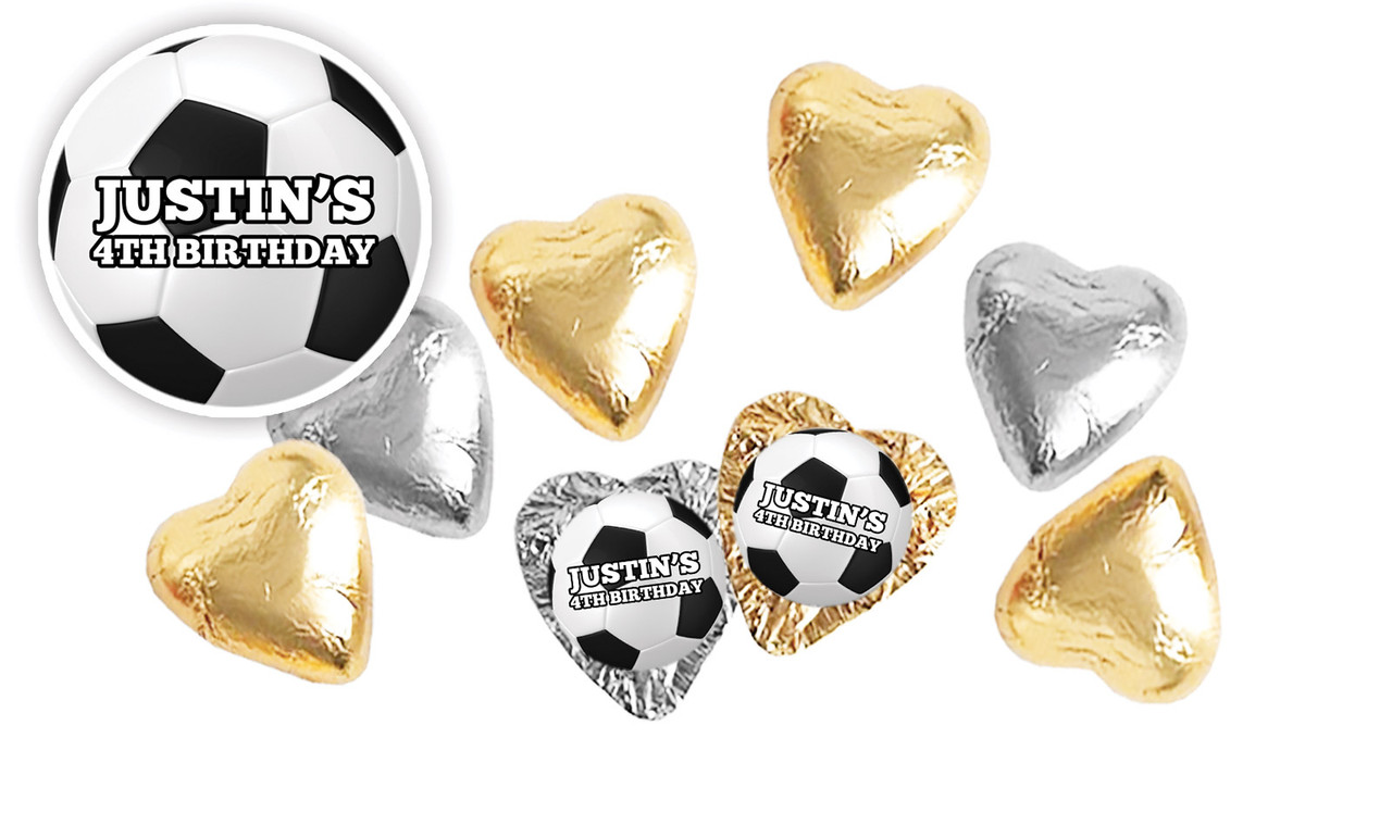 Soccer Birthday Personalised Foil Chocolate Hearts