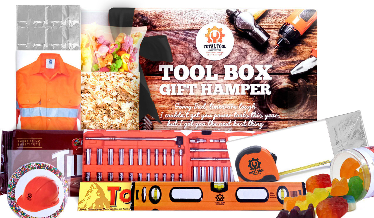 Actual contents of Tool Box Personalised Chocolate Gift Hamper