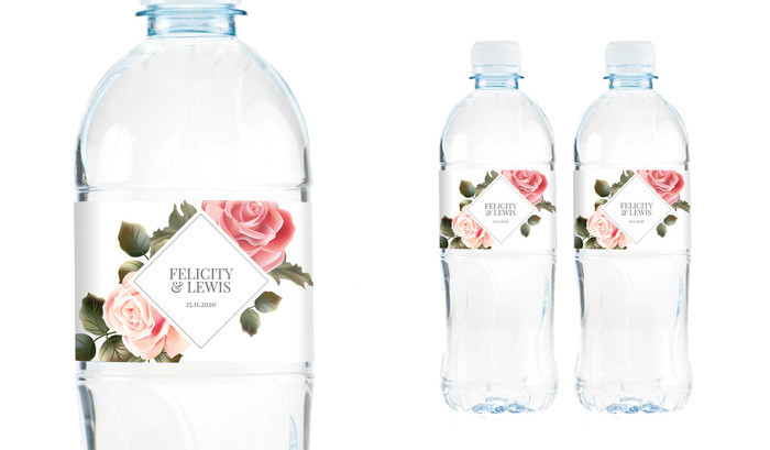 Pink Rose Diamond Water Bottle Stickers (Set of 5)