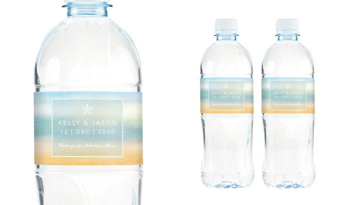 Beach Wedding Water Bottle Stickers (Set of 5)
