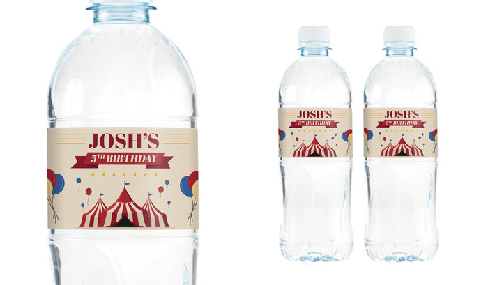 Retro Circus Water Bottle Stickers (Set of 5)