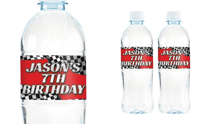 Race car party Water Bottle Stickers (Set of 5)