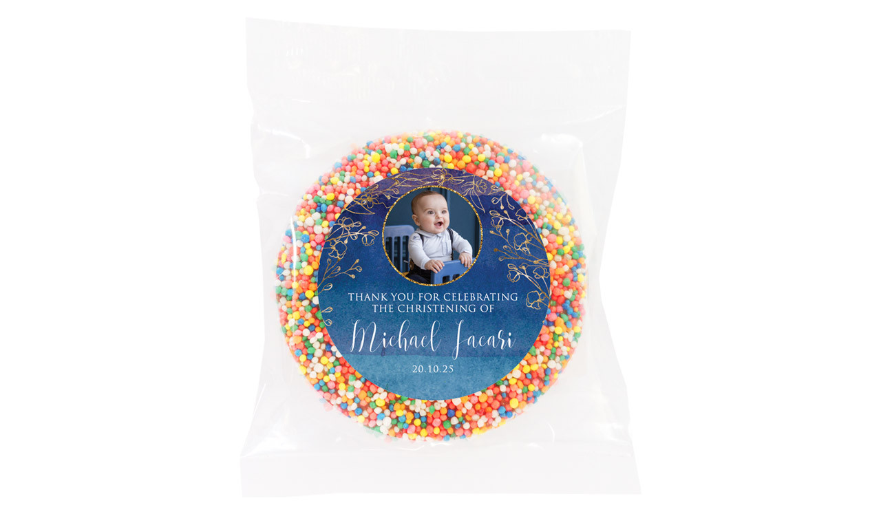 Navy Gold Photo Custom Christening Freckle