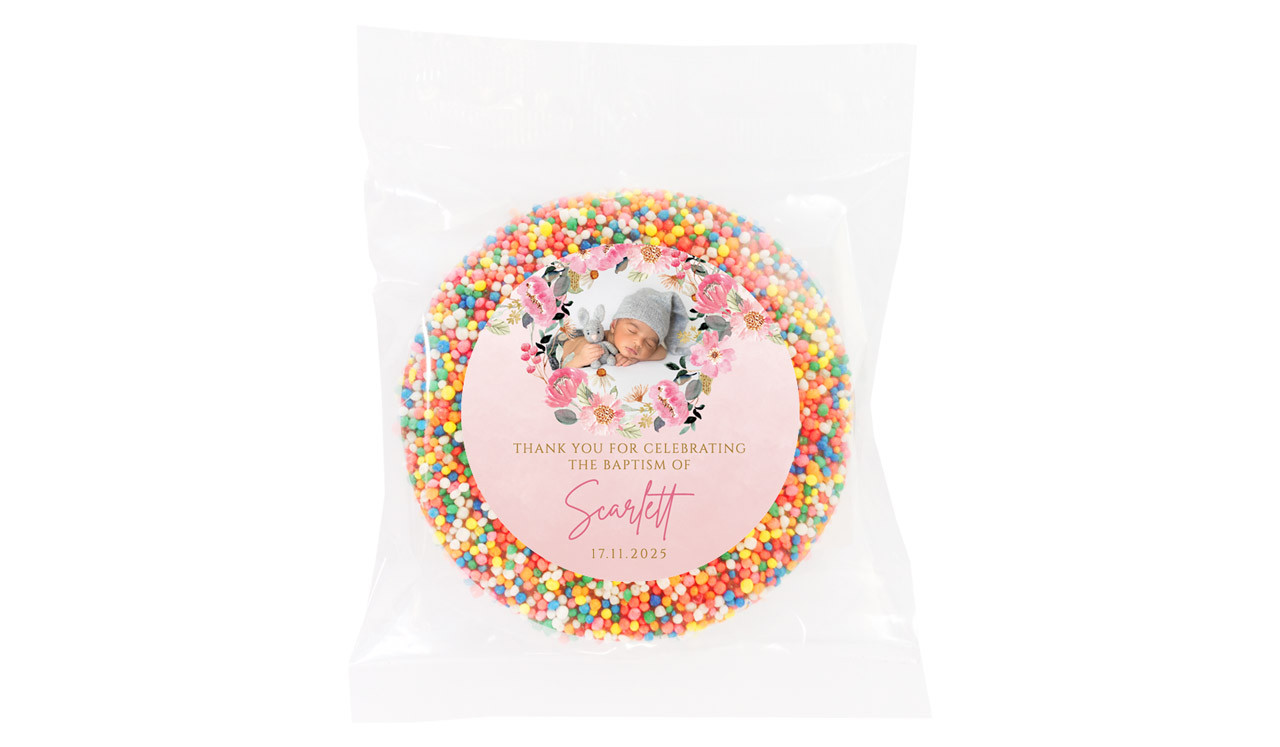 Photo On Floral Frame Custom Christening Freckle