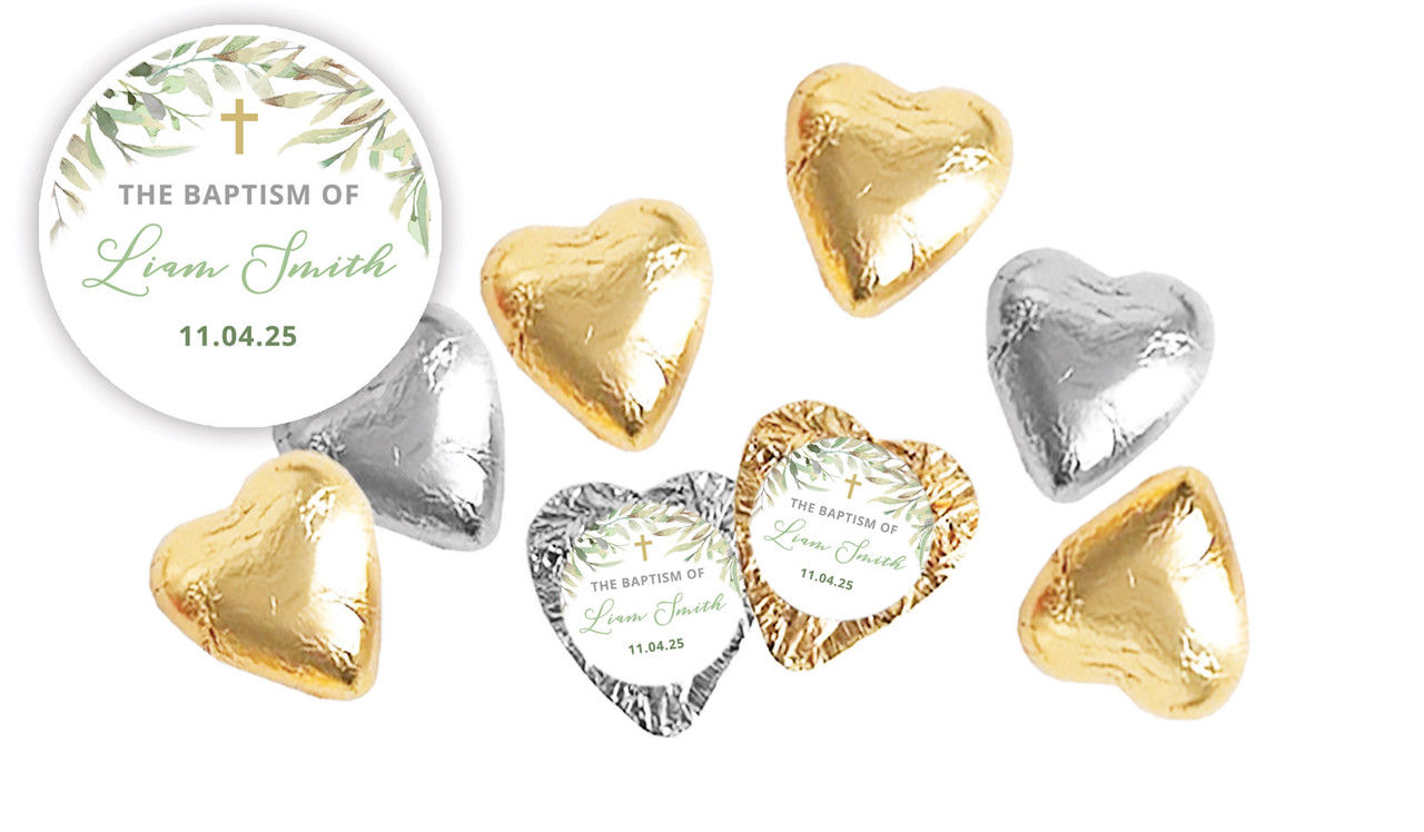Golden Greenery Personalised Chocolate Hearts