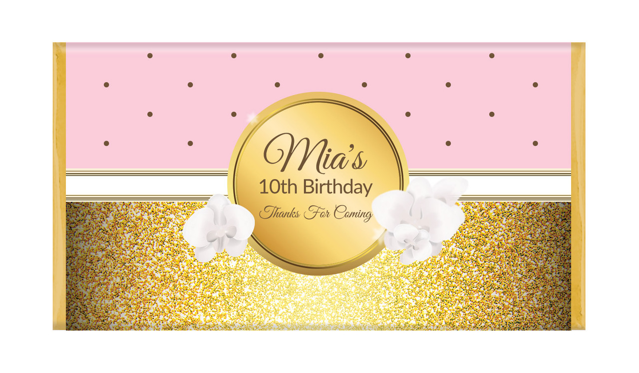 Pink & Gold First Birthday Personalised Chocolates