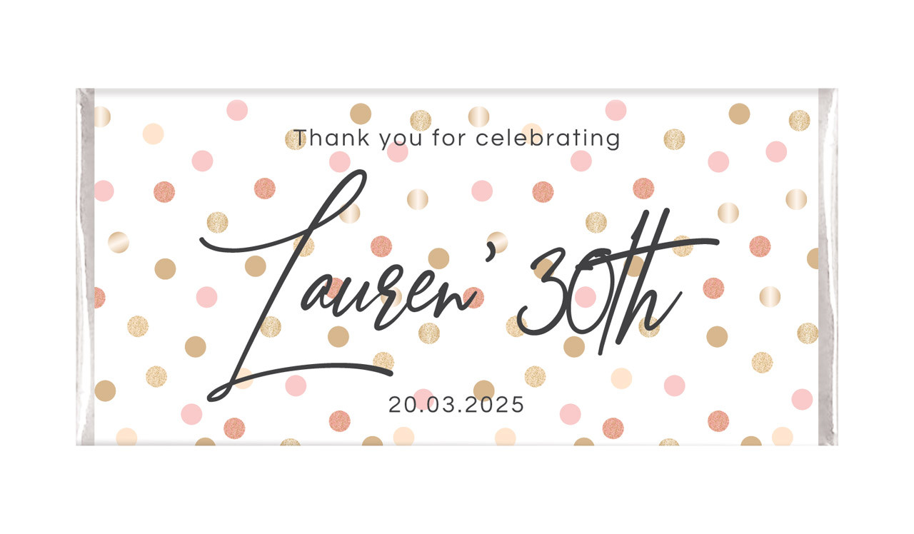 Metallic Confetti Personalised Birthday Chocolate Bar