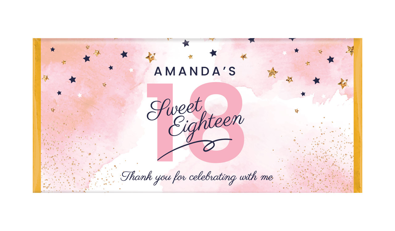 Star Watercolour Custom Birthday Chocolate Bar Favour