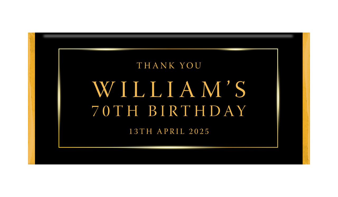 Gold On Black Personalised Chocolate Bar Favour
