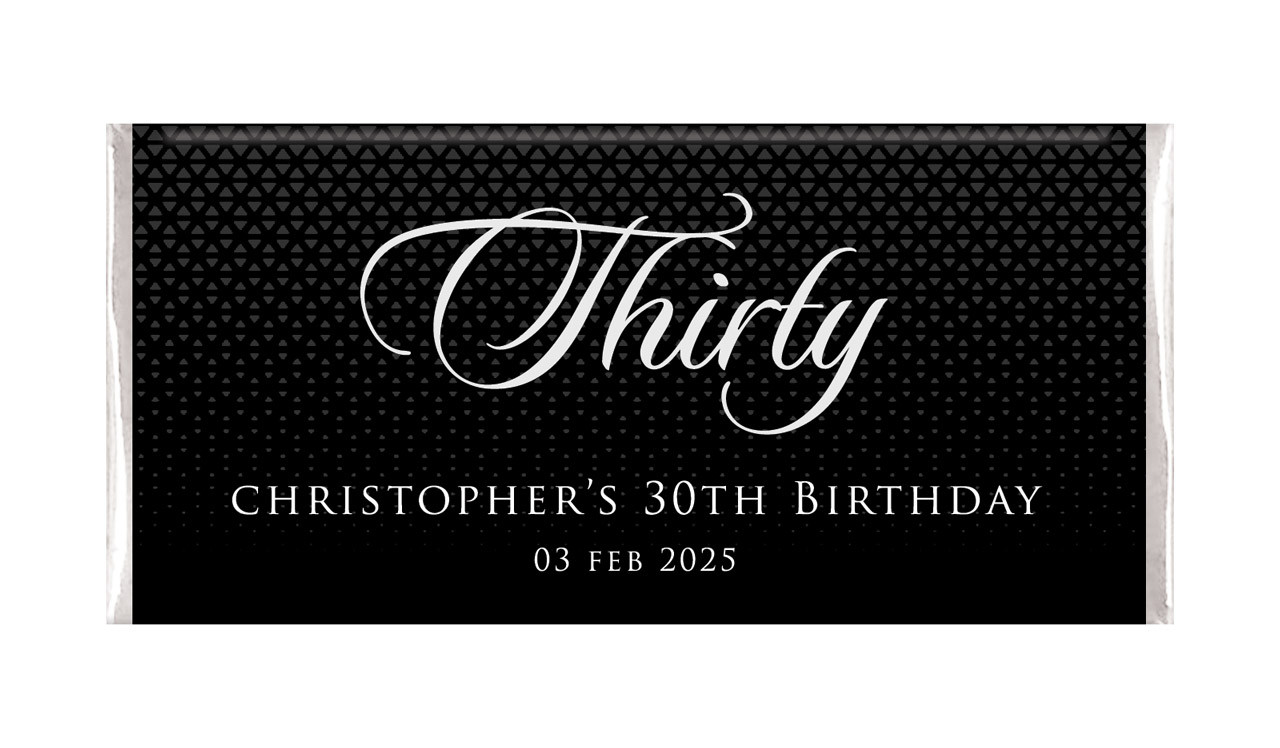 Elegant Black Personalised Chocolate Bar Favour