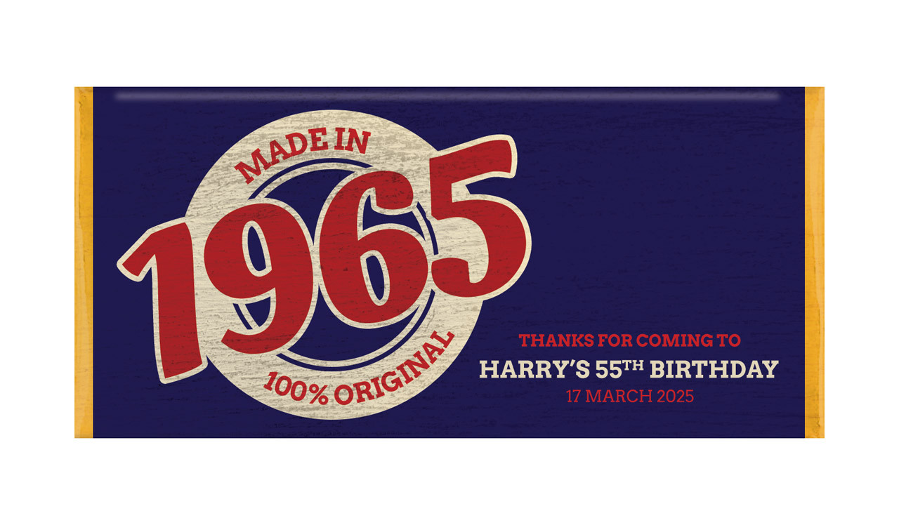 Made In Year Personalised Chocolate Bar Birthday Favour