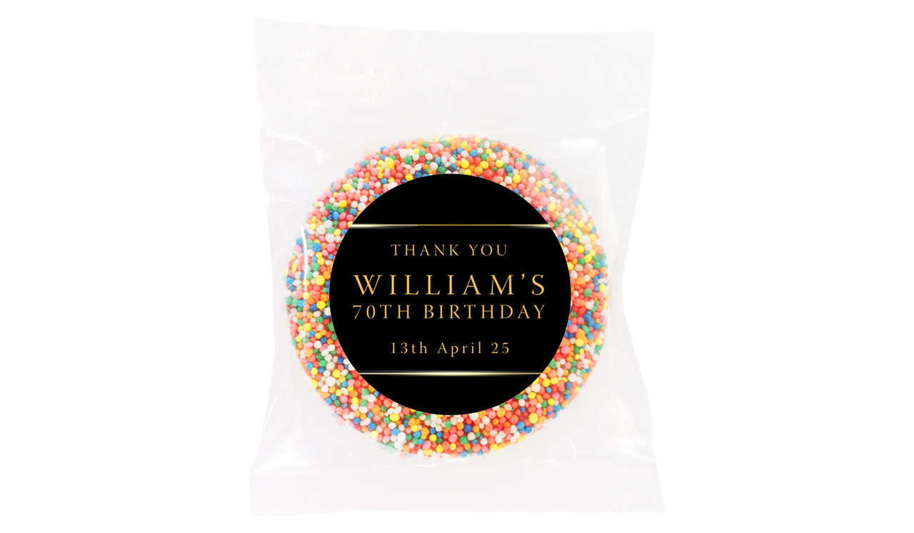 Gold On Black Custom Birthday Chocolate Freckle Favour