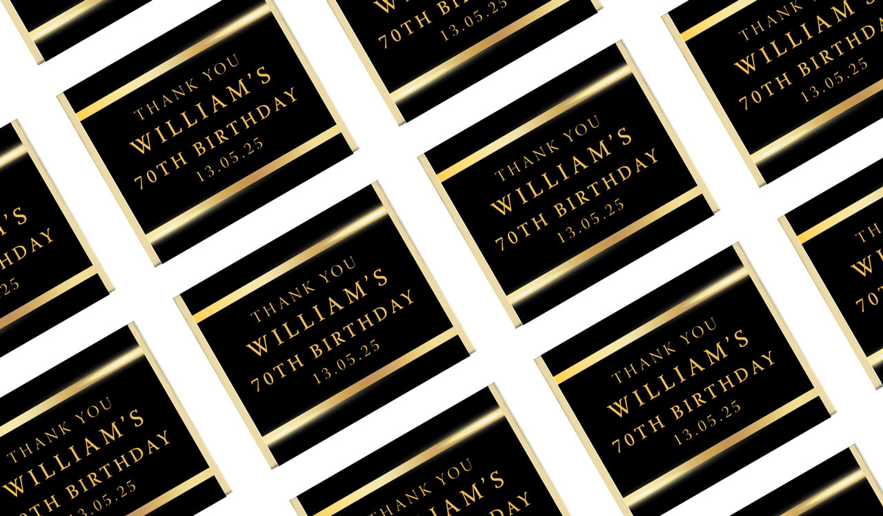 Gold On Black Birthday Mini Chocolate Favours