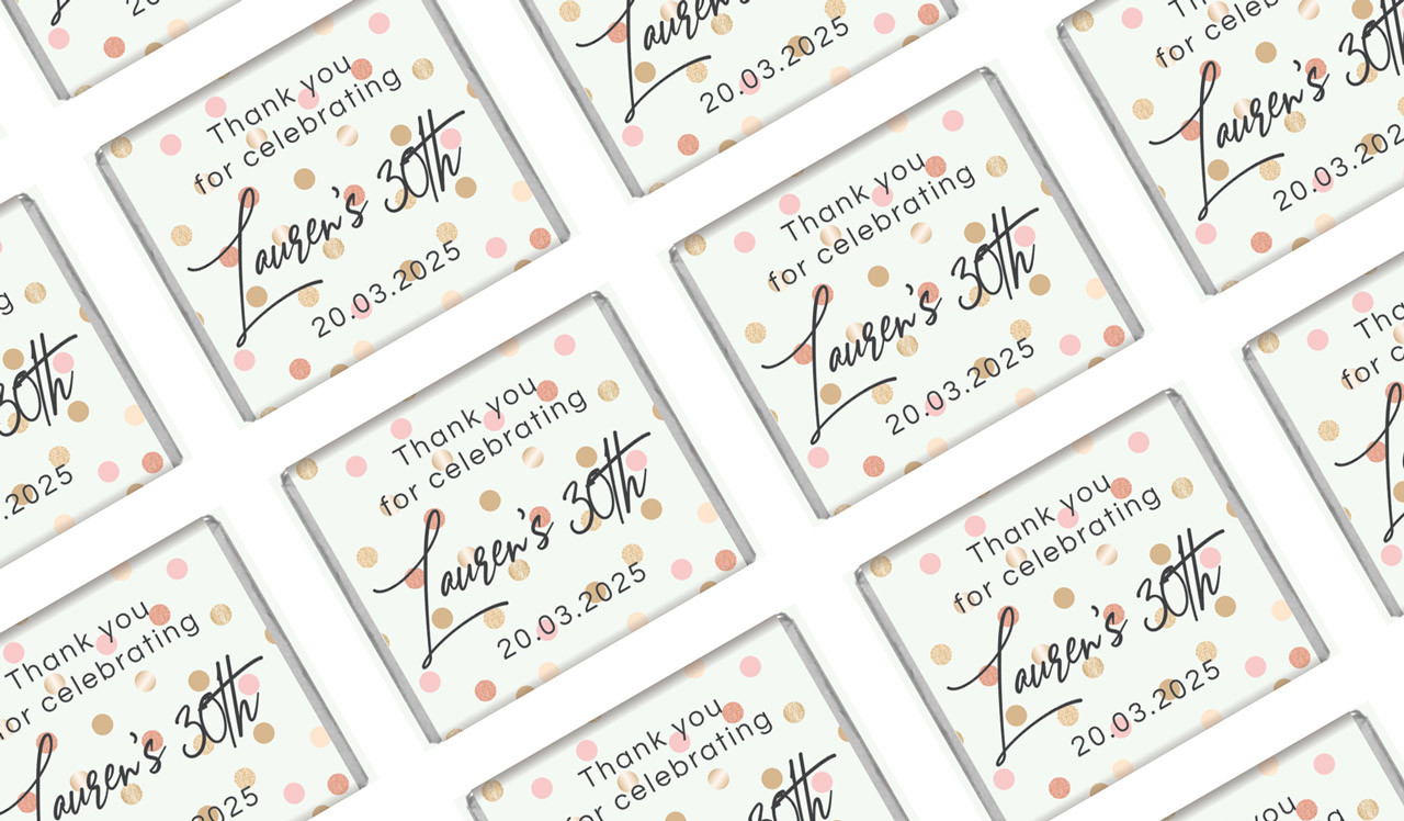 Metallic Confetti Birthday Custom Mini Chocolates