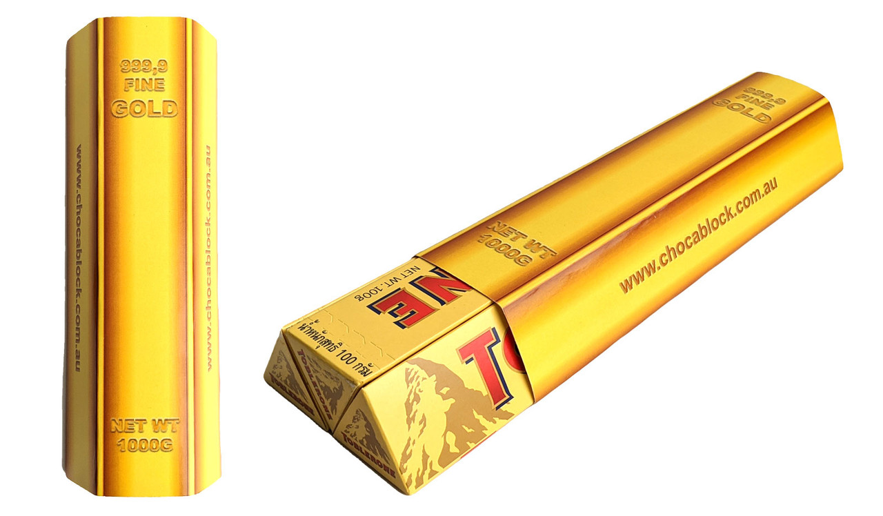 Personalised Gold Bullion Bar Incl. 3 x 100g Toblerone Bars