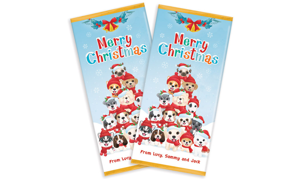 Christmas Puppies Personalised Christmas Chocolate Bar