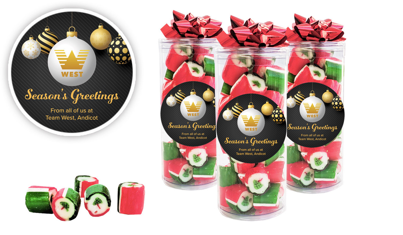 Luxury Black Personalised Christmas Rock Candy Tube