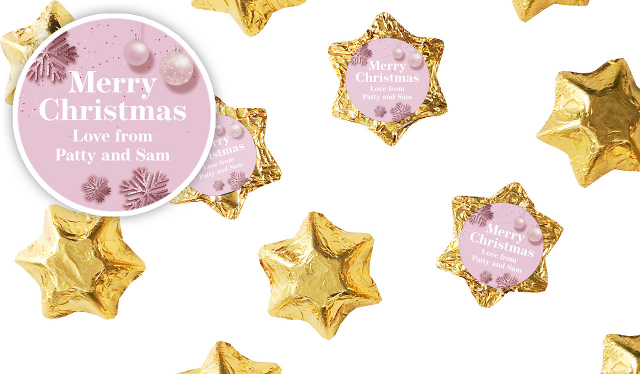 Pink Christmas Personalised Chocolate Stars
