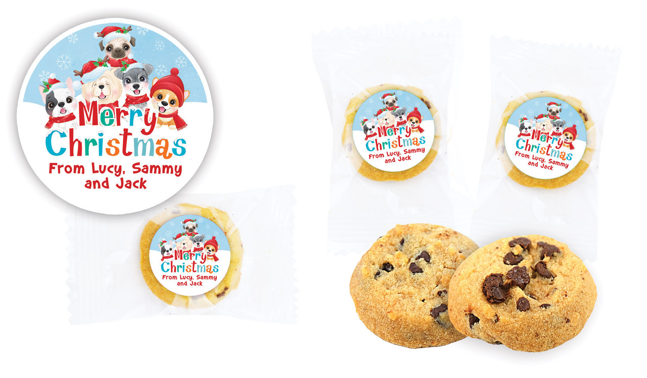 Christmas Puppies Personalised Cookie 5g