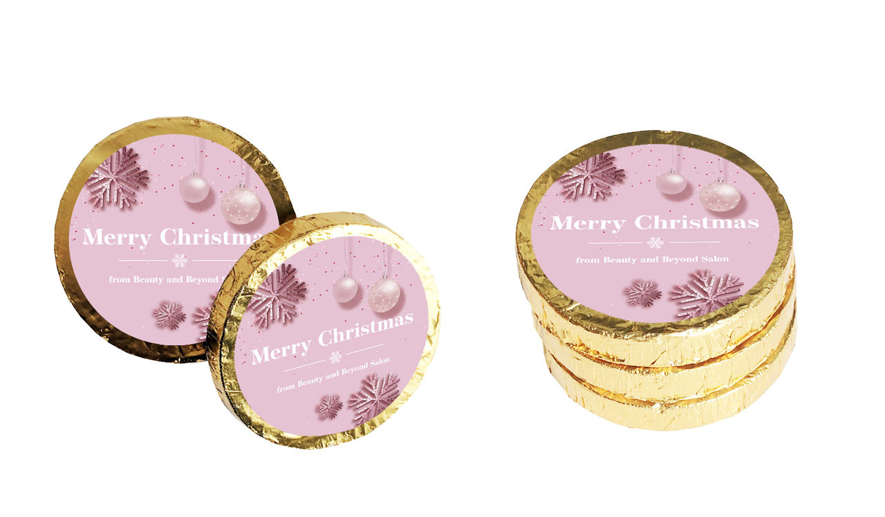 Pink Christmas Christmas Chocolate Coins (Gold Or Silver)
