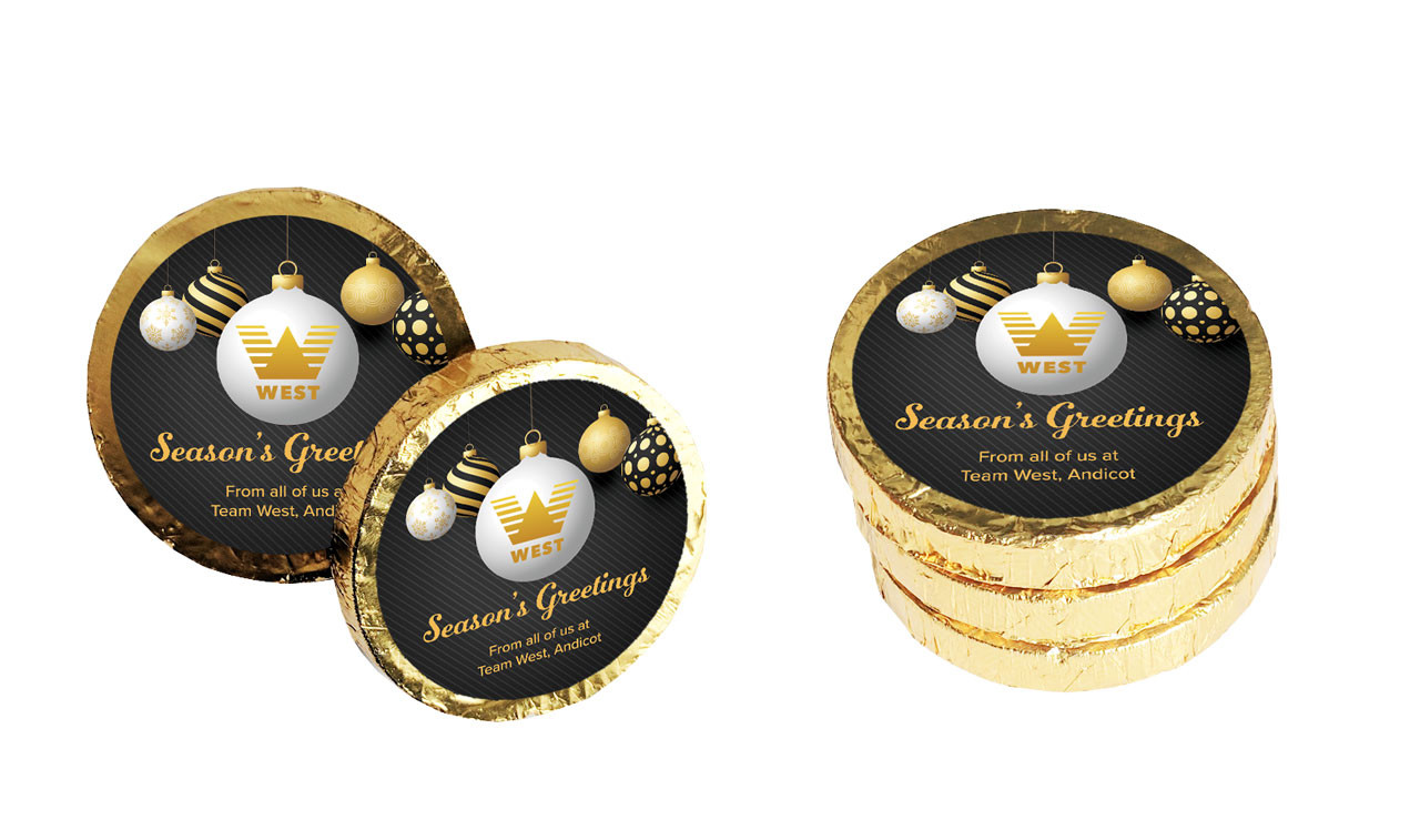 Luxury Black Christmas Chocolate Coins (Gold Or Silver)