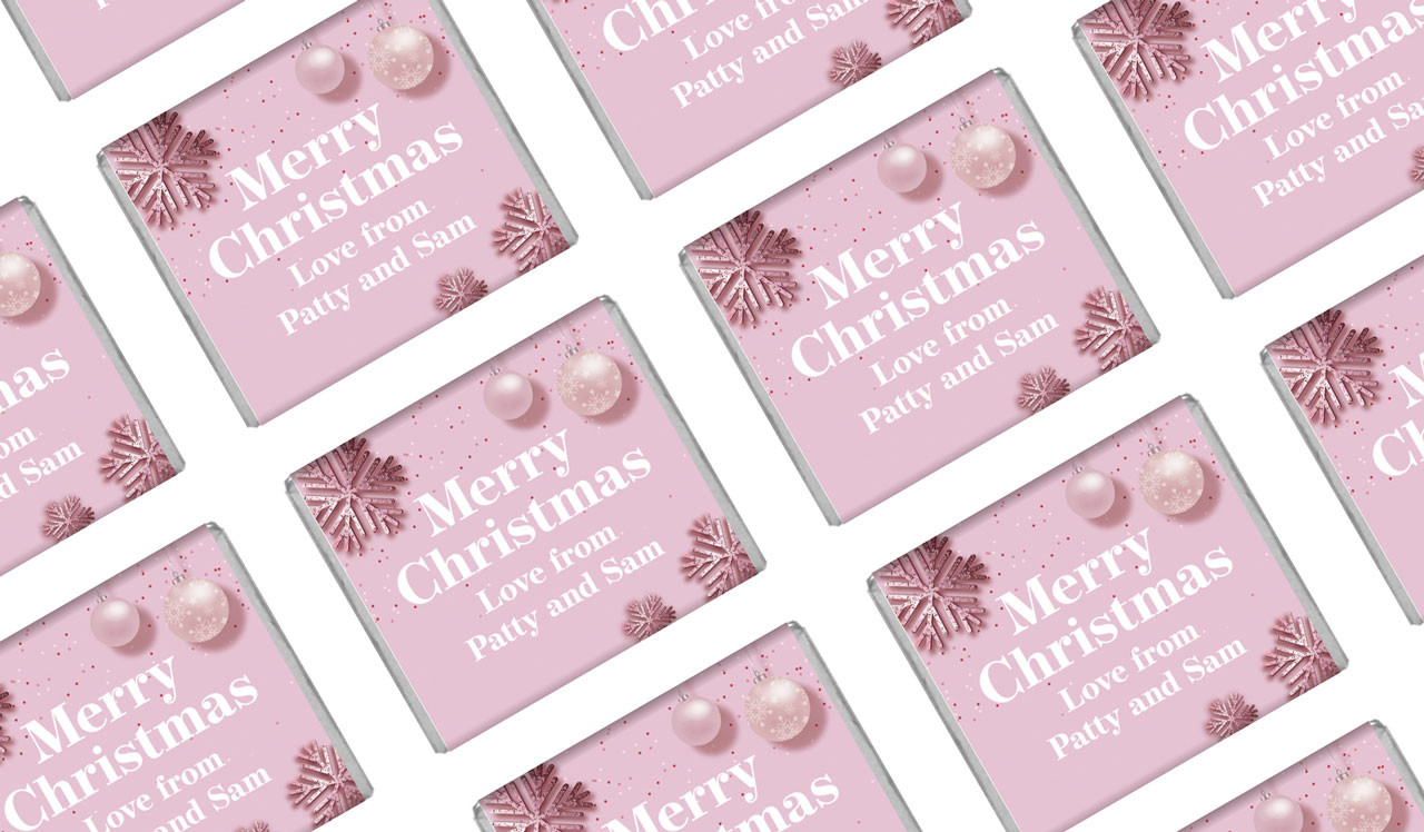 Pink Theme Personalised Christmas Mini Chocolates