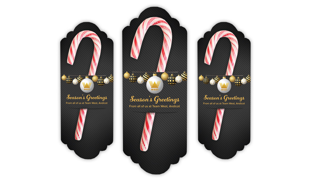 Luxury Black Christmas Personalised Candy Cane Card