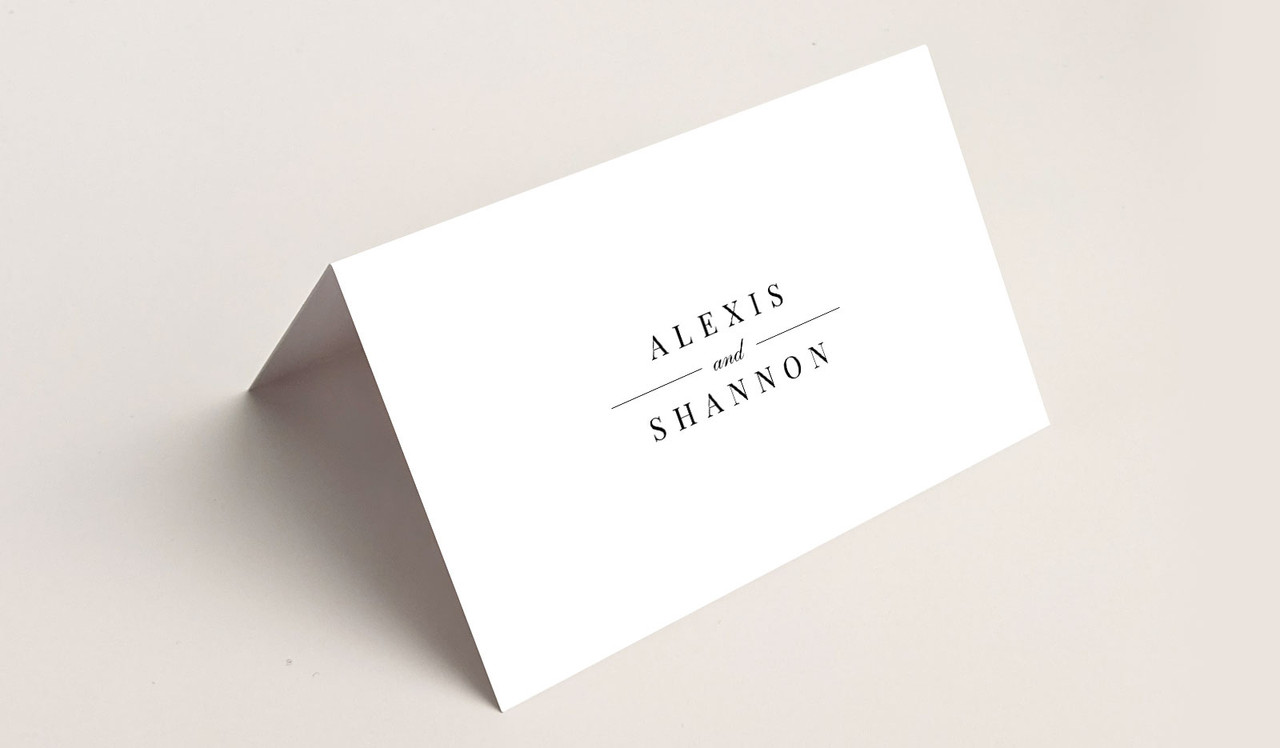 Initials Wedding Personalised Place Cards With Guest Names Printed