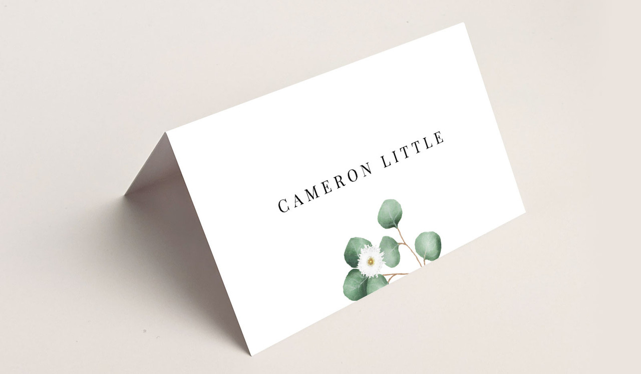 Eucalyptus Wedding Place Cards With Guest Names Printed
