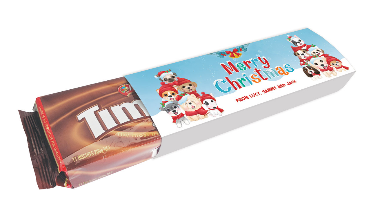 Christmas Puppies Customised Packet Of TimTams TM