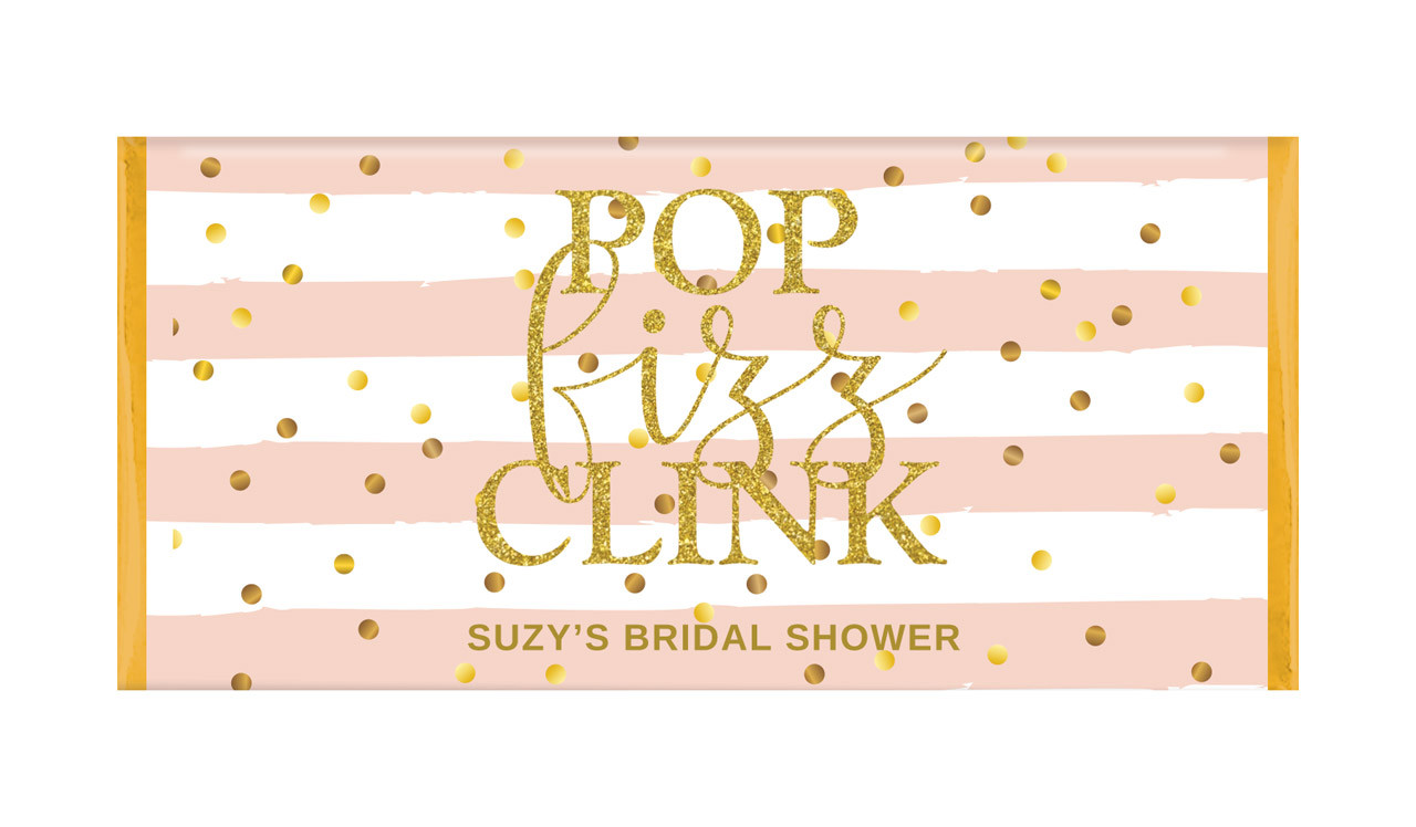 Pop Fizz Clink Personalised Bridal Shower Chocolate Bar