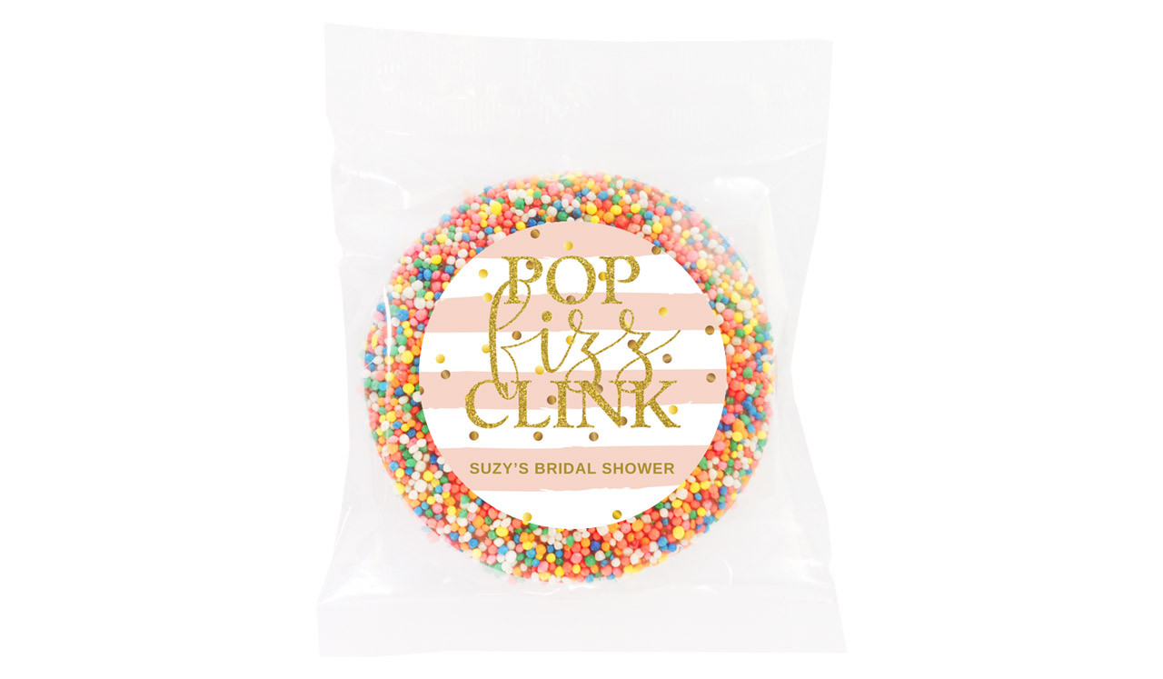 Pop Fizz Clink Personalised Bridal Shower Chocolate Freckle