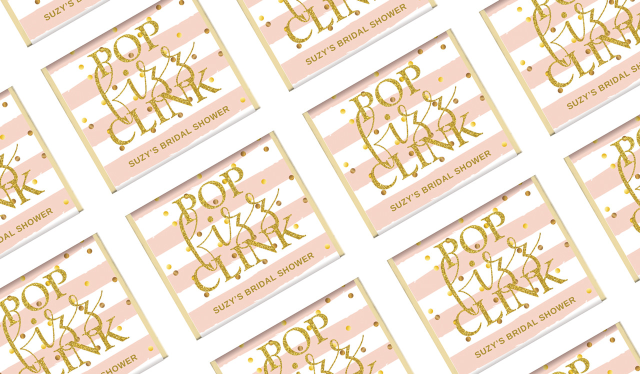 Pop Fizz Clink Personalised Bridal Shower Mini Chocolates