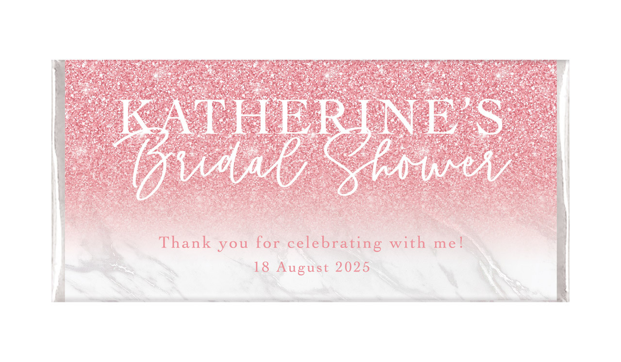 Rose Glitter Personalised Bridal Shower Chocolate Bar