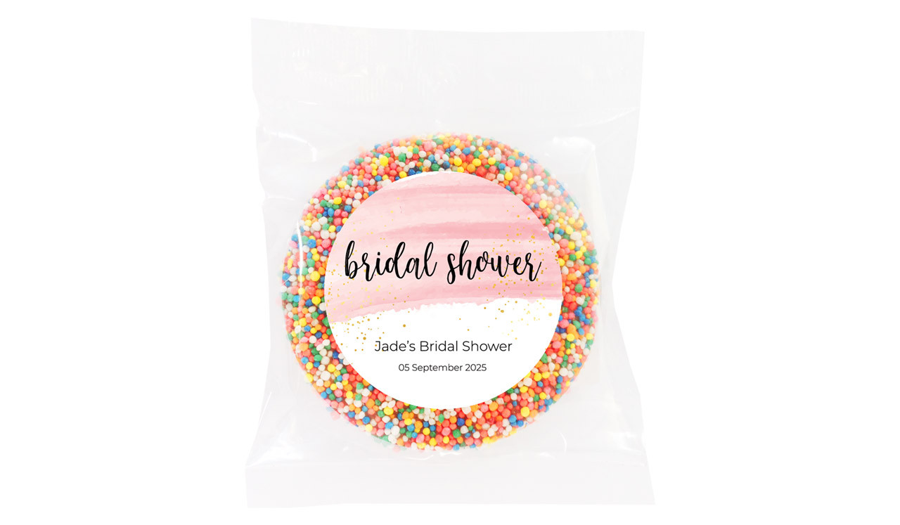 Pink Watercolour Personalised Bridal Shower Chocolate Freckle
