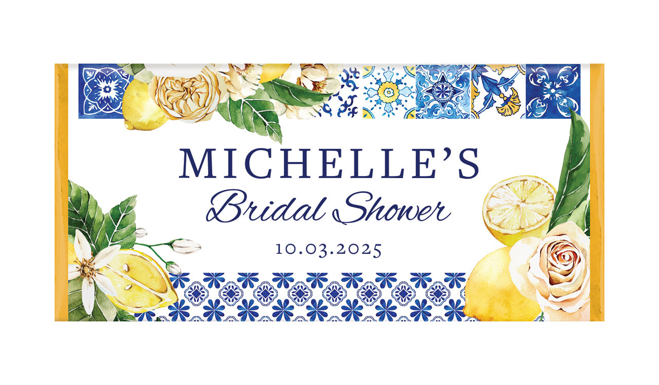 Mediterranean Personalised Bridal Shower Chocolate Bar