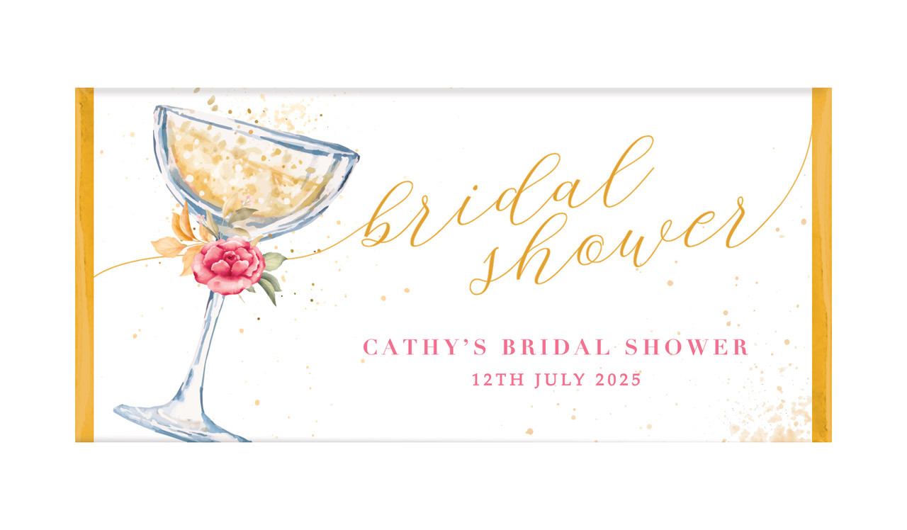 Floral Glass Personalised Bridal Shower Chocolate Bar