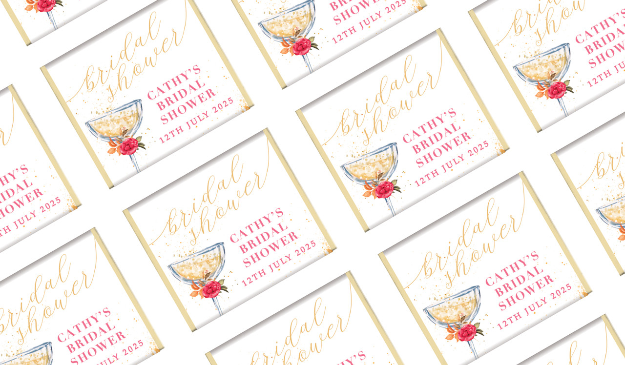 Floral Glass Personalised Bridal Shower Mini Chocolates
