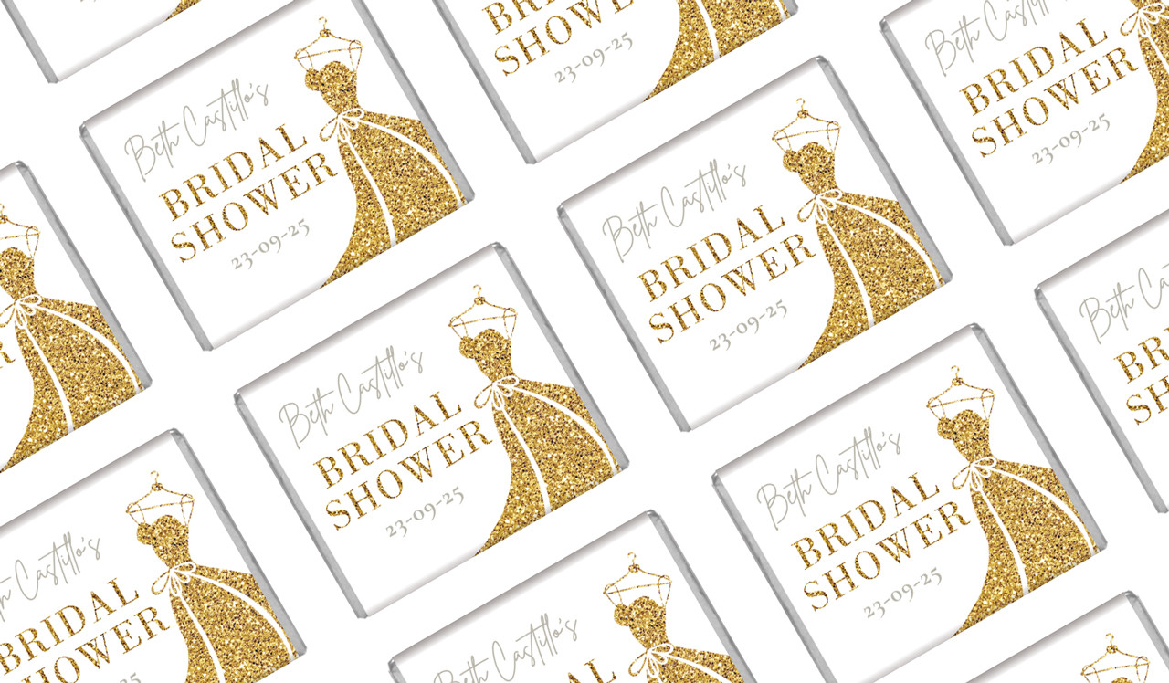 Glitter Dress Personalised Bridal Shower Mini Chocolates
