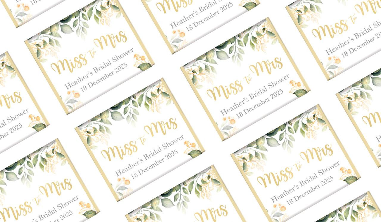 Golden Branches Personalised Bridal Shower Mini Chocolates
