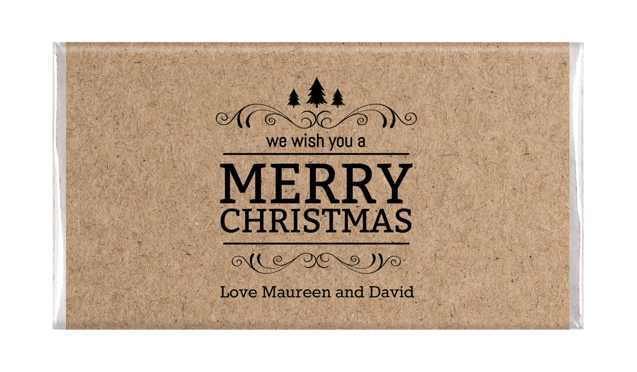 Merry Christmas On Kraft Christmas Chocolates