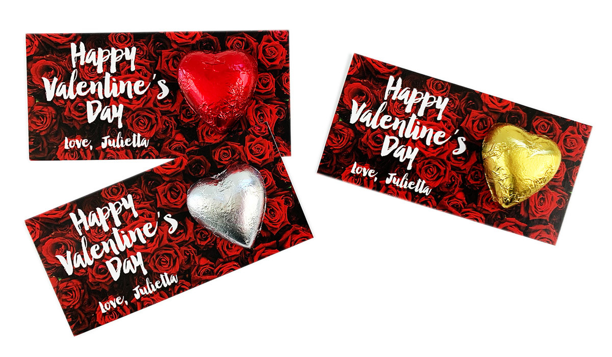 Rose Full VALENTINE'S DAY Personalised Chocolate Heart Card