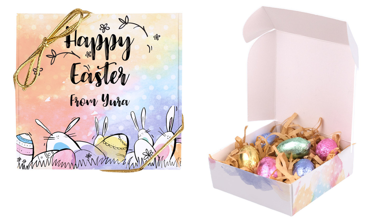 Rainbow Bunnies Personalised Easter Egg Nest Box